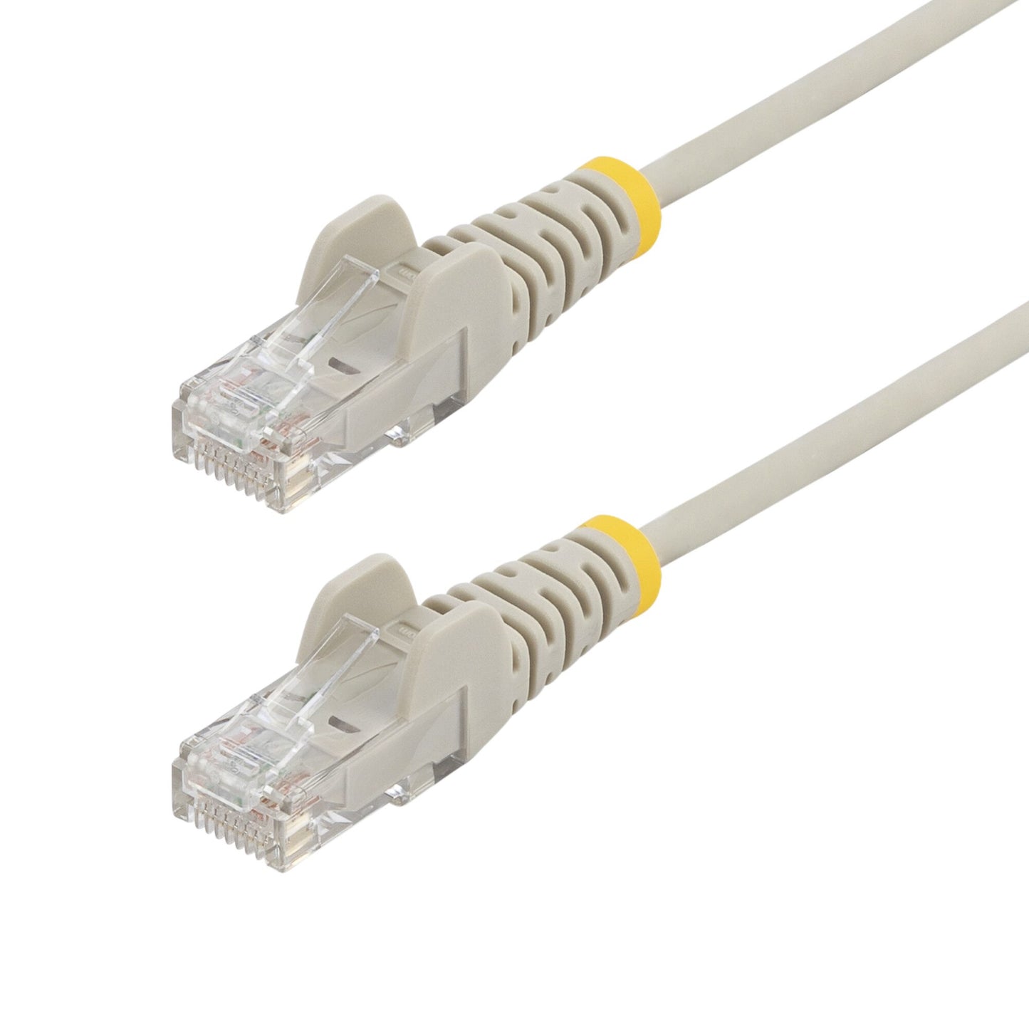 StarTech.com 15m Gray Slim CAT6 Ethernet Cable, Snagless, 100W PoE, UTP, LSZH, 28AWG Pure Bare Copper Wire, Slim RJ45 Network Patch Cord w/Strain Reliefs, Individually Tested