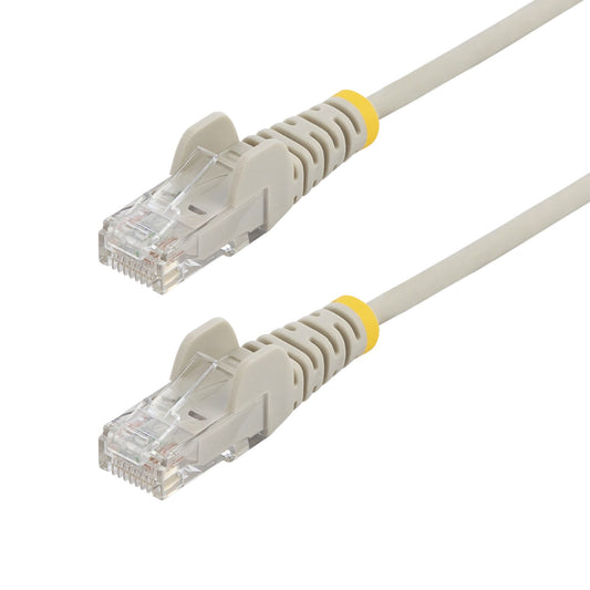 StarTech.com 15m Gray Slim CAT6 Ethernet Cable, Snagless, 100W PoE, UTP, LSZH, 28AWG Pure Bare Copper Wire, Slim RJ45 Network Patch Cord w/Strain Reliefs, Individually Tested