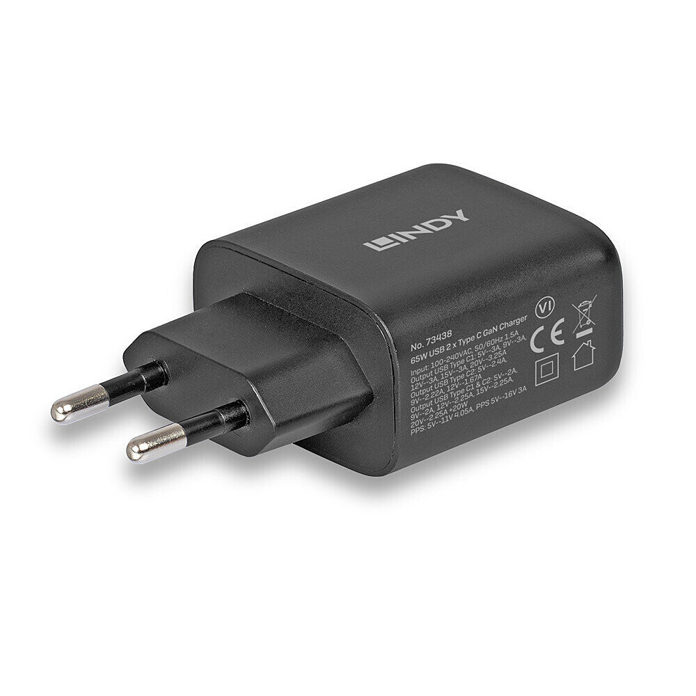 Lindy 65W USB 2 x Type C GaN Charger
