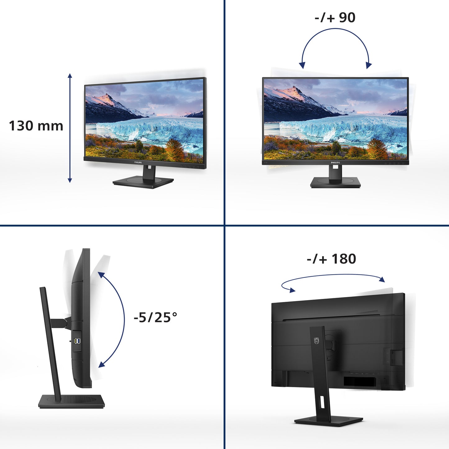 Philips S Line 273S1/00 computer monitor 68.6 cm (27") 1920 x 1080 pixels Full HD LCD Black