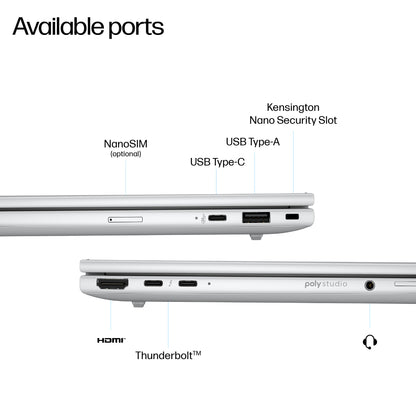 HP EliteBook 8 G1i Next Gen AI Wolf Pro Security Edition Copilot+ PC Intel Core Ultra 5 228V Laptop 35.6 cm (14") WUXGA 32 GB LPDDR5x-SDRAM 512 GB SSD Wi-Fi 7 (802.11be) Windows 11 Pro Silver
