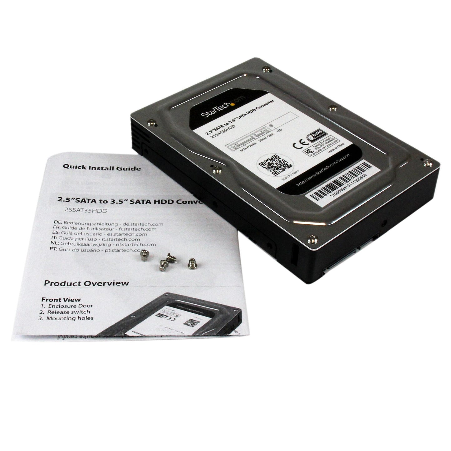 StarTech.com 2.5” to 3.5” SATA Aluminum Hard Drive Adapter Enclosure with SSD / HDD Height up to 12.5mm