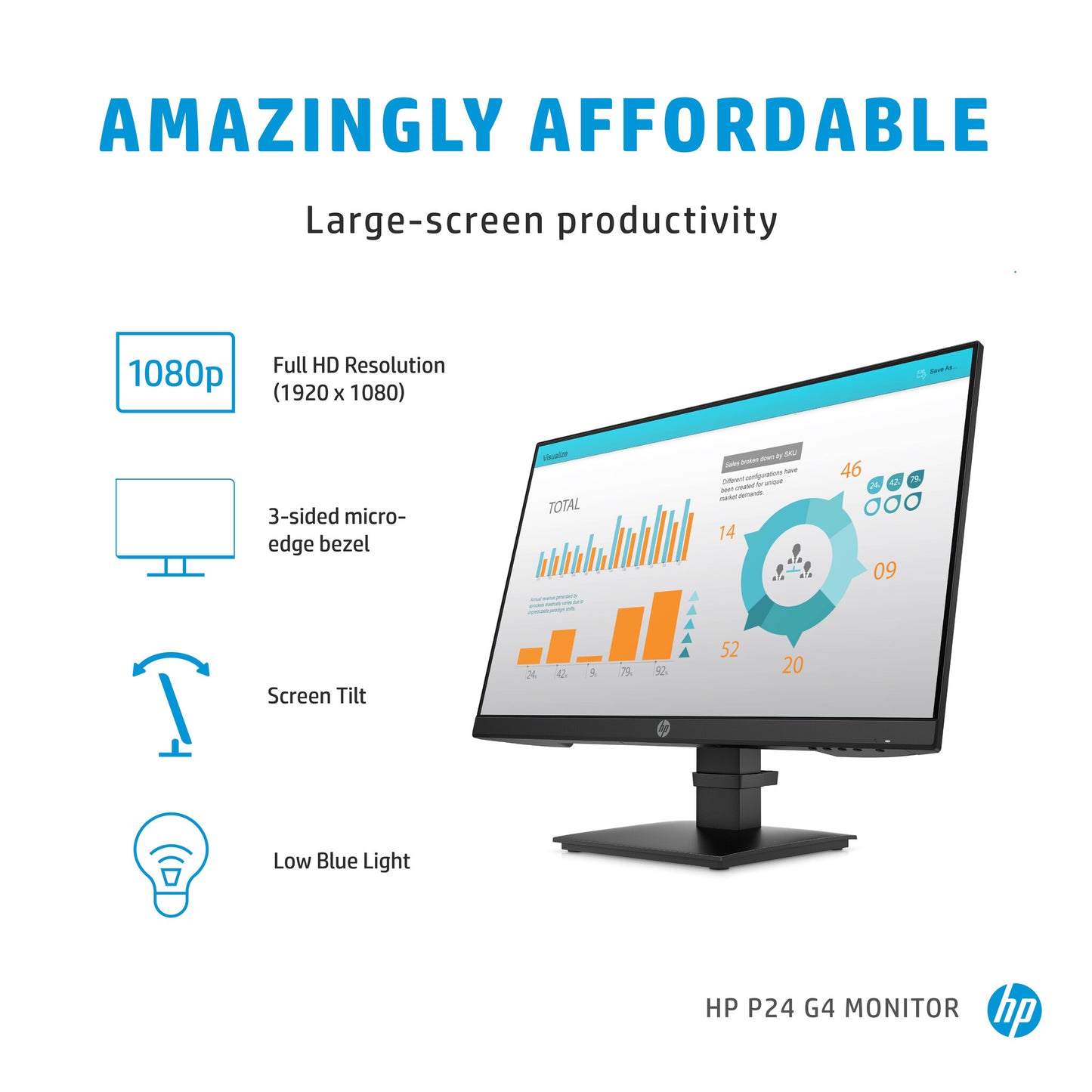 HP P-Series P24 G4 computer monitor 60.5 cm (23.8") 1920 x 1080 pixels Full HD