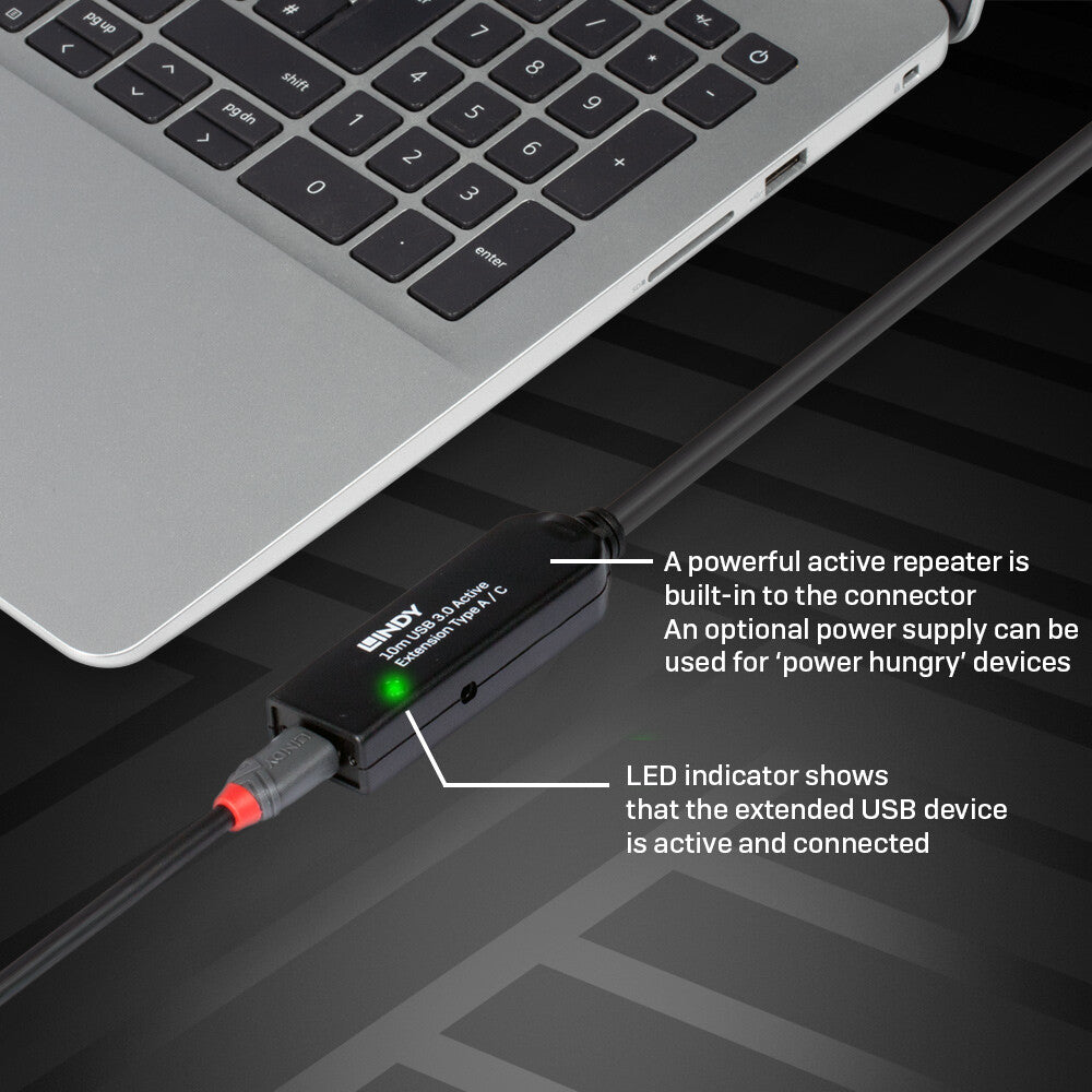 Lindy 10m USB 3.0 Active Extension Type A to C