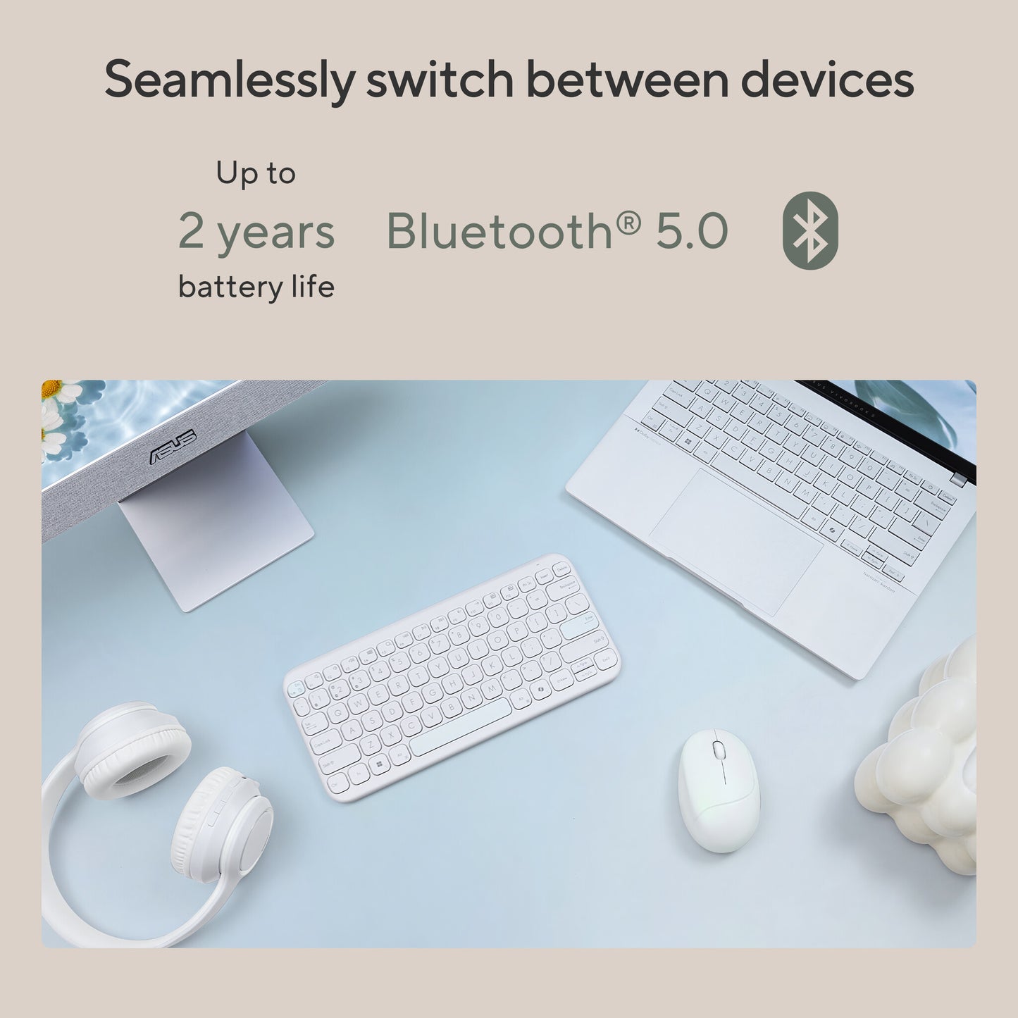 ASUS Marshmallow KW100 keyboard Home Bluetooth Beige