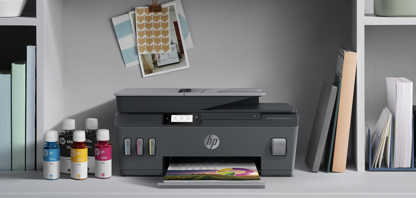 HP Smart Tank Plus 570 Wireless All-in-One Color Printer, Copier, Scanner