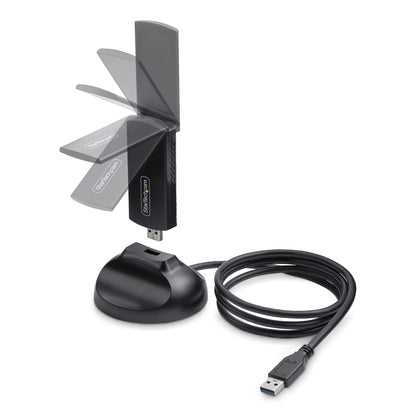 StarTech.com Wi-Fi 6E USB Adapter/Dongle, For Desktop/Laptop PC, Wireless NIC w/Foldable Antenna, WiFi Adapter Supports 802.11 b/g/n/ac/ax, 2.4/5/6 GHz Network Compatible