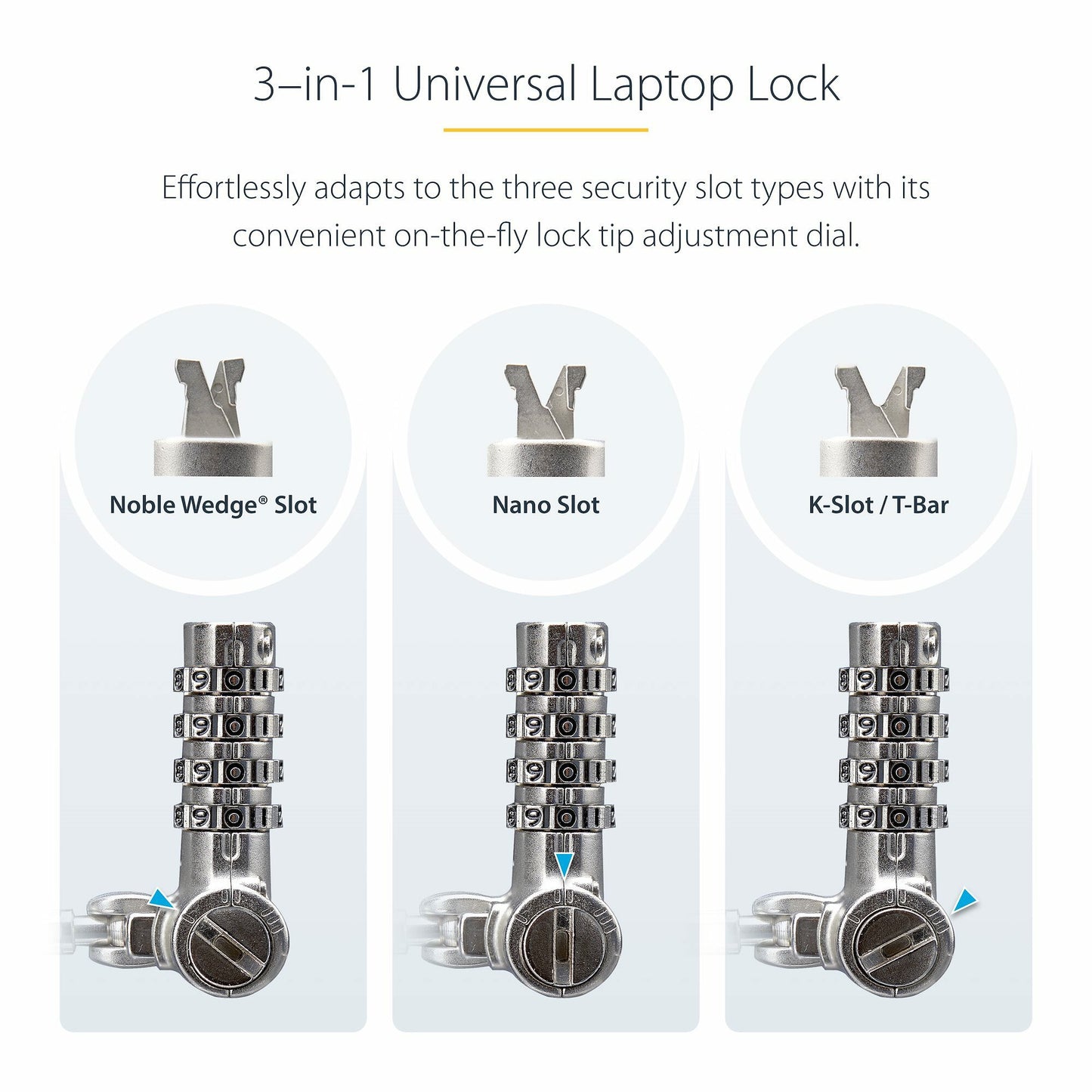 StarTech.com 25-Pack Universal Laptop Lock 6.6ft (2m), Master Keyed Locking Cable, Computer Security, Compatible w/Noble Wedge®/Nano/K-Slot; Anti-Theft Cut-Resistant Cable