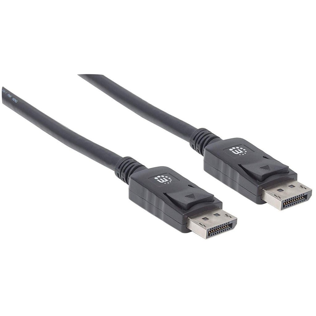 Manhattan DisplayPort 1.2 Cable, 4K@60Hz, 2m, With Latches, Fully Shielded, Black, Lifetime Warranty, Equivalent to DISPL2M