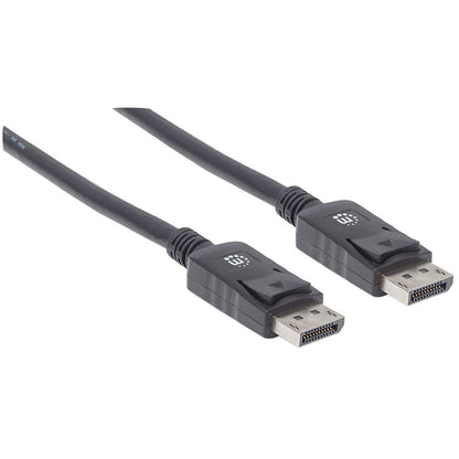 Manhattan DisplayPort 1.2 Cable, 4K@60Hz, 2m, With Latches, Fully Shielded, Black, Lifetime Warranty, Equivalent to DISPL2M