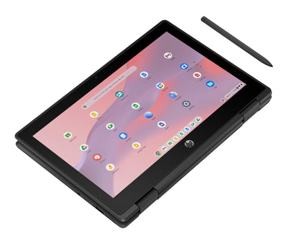 HP Fortis Flip G1m Chromebook MediaTek Kompanio 520 29.5 cm (11.6") Touchscreen HD 4 GB LPDDR4x-SDRAM 32 GB eMMC Wi-Fi 6 (802.11ax) ChromeOS Black