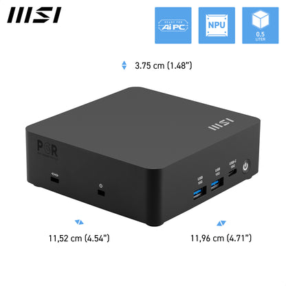 MSI Cubi NUC AI 1UMG Intel Core Ultra 5 125H ( 14th Gen - Core Ultra Series 1 ) , Barebone, NUC, SFF, Mini Computer, HTPC, (NO RAM, NO Storage, NO OS), Intel Graphics/DDR5/Dual ThunderBolt 4/Dual HDMI/Dual LAN/WiFi 6E/BT 5.3/VESA - NUC AI 1UMG I5 125H BB