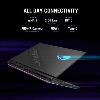ASUS ROG Strix SCAR 18 G835LXG-TQ391W Intel Core Ultra 9 290HX Plus Laptop 45.7 cm (18") WQUXGA 64 GB DDR5-SDRAM 2 TB SSD NVIDIA GeForce RTX 5090 Wi-Fi 7 (802.11be) Windows 11 Home Black