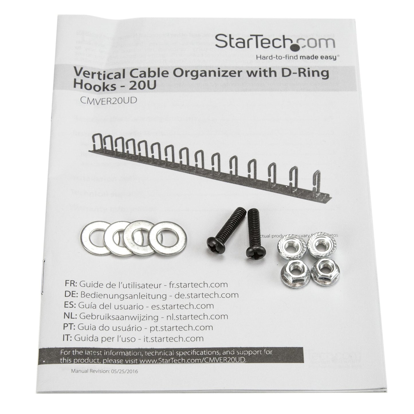 StarTech.com Vertical Cable Organizer with D-Ring Hooks - 20U - 2.8ft.