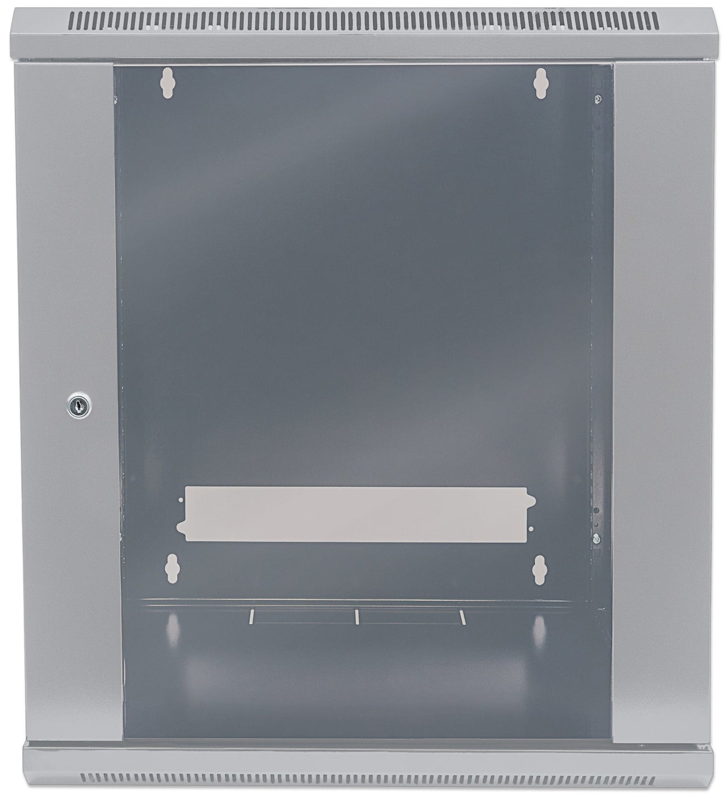 Intellinet Network Cabinet, Wall Mount (Standard), 12U, Usable Depth 410mm/Width 510mm, Grey, Flatpack, Max 60kg, Metal & Glass Door, Back Panel, Removeable Sides, Suitable also for use on desk or floor, 19",Parts for wall install (eg screws/rawl plugs) n