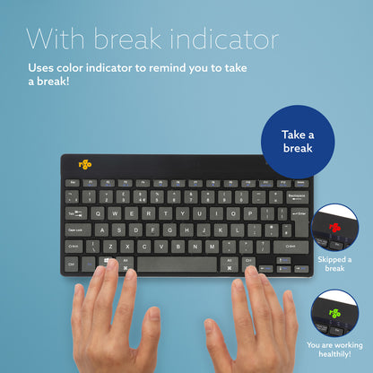 R-Go Tools Ergonomic keyboard R-Go Compact Break, compact keyboard with break software, QWERTY (UK), Bluetooth, black