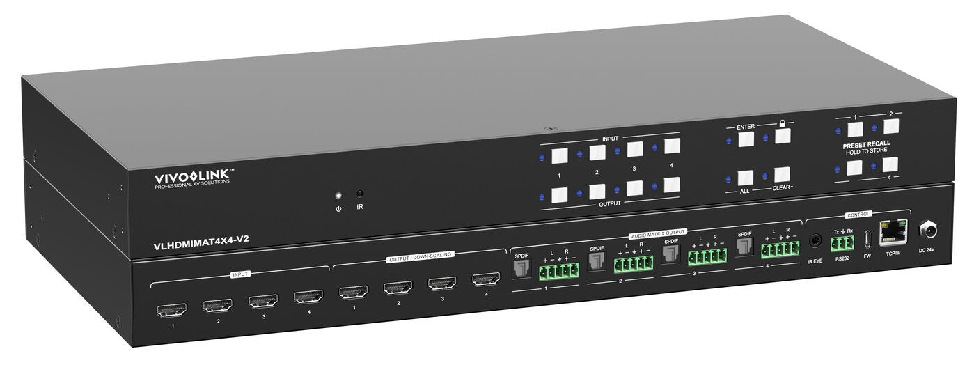 Vivolink HDMI 2.0 4x4, Matrix Fast switcher w/GUI and RS232 control
