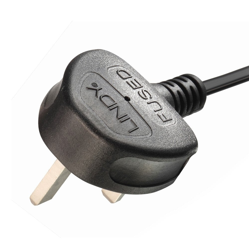 Lindy 2.5m UK 3 Pin Plug To IEC 2 x C5 Splitter Extension Cable, Black