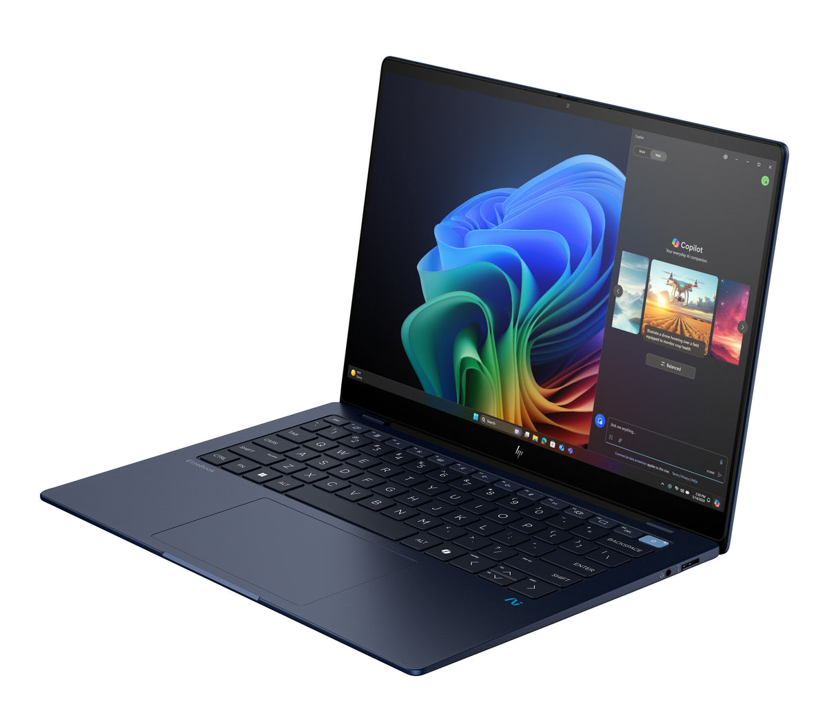 HP EliteBook Ultra G1q AI PC Copilot+ PC Snapdragon X1E-78-100 Laptop 35.6 cm (14") Touchscreen 2.2K 16 GB LPDDR5x-SDRAM 512 GB SSD Wi-Fi 6E (802.11ax) Windows 11 Pro Blue