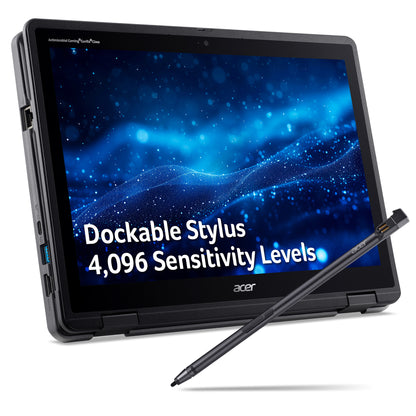 Acer TravelMate B3 Spin 12 – 12.2" WUXGA Touch, Intel N150, 8GB LPDDR5, 256GB SSD, AES 2.0 Stylus