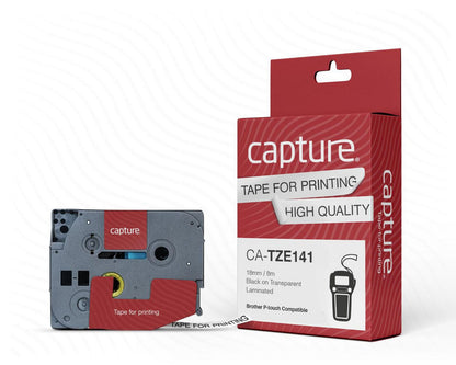 Capture CA-TZE141 label-making tape Black on transparent