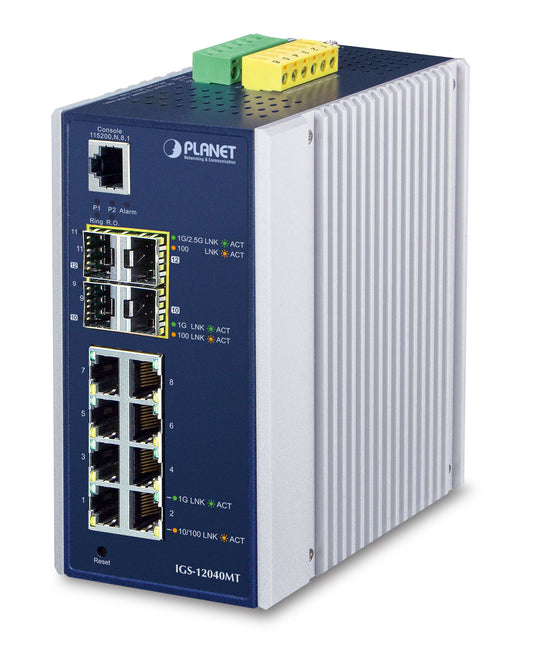 PLANET IGS-12040MT network switch, Managed, 8-port, blue and white