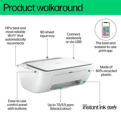 HP DeskJet 2810e Wireless All-in-One Color Printer, Instant Ink; Copier, Scanner