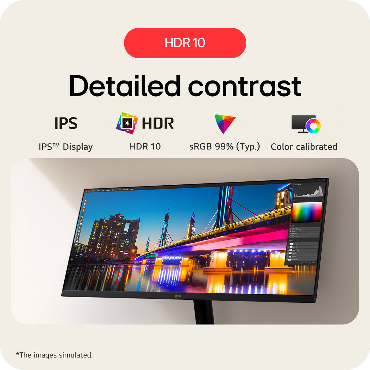 LG UltraWide U5 Monitor (29U511A) - 29-inch 21:9 UltraWide™ WFHD (2560x1080) IPS Display, sRGB 99%, HDR10, 100Hz Refresh Rate, Eye-Care Features, Clutter-free Design, Height Adjustable