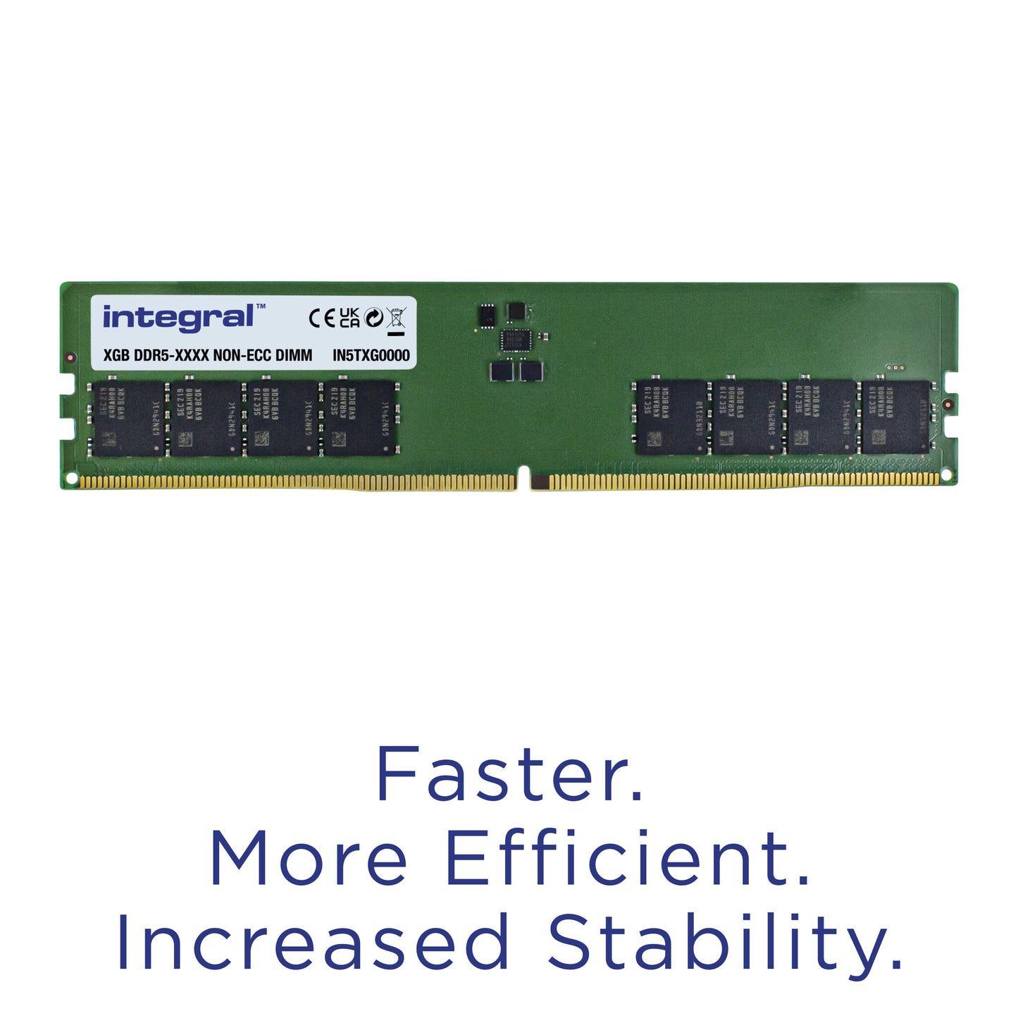 Integral 32GB PC RAM MODULE DDR5 4800MT/s PC5-38400 UNBUFFERED NON-ECC DIMM 1.1V 2GX8 CL40