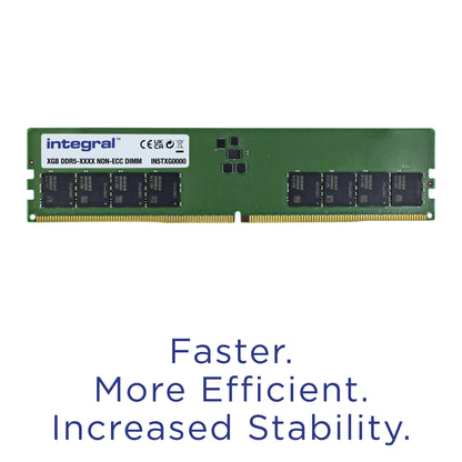 Integral 32GB PC RAM MODULE DDR5 4800MT/s PC5-38400 UNBUFFERED NON-ECC DIMM 1.1V 2GX8 CL40