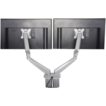 StarTech.com Desk Mount Dual Monitor Arm with USB & Audio, Desk Clamp VESA Mount for up to 32" (17.6lb/8kg) Displays, Ergonomic Full Motion Dual Monitor Arm - Silver