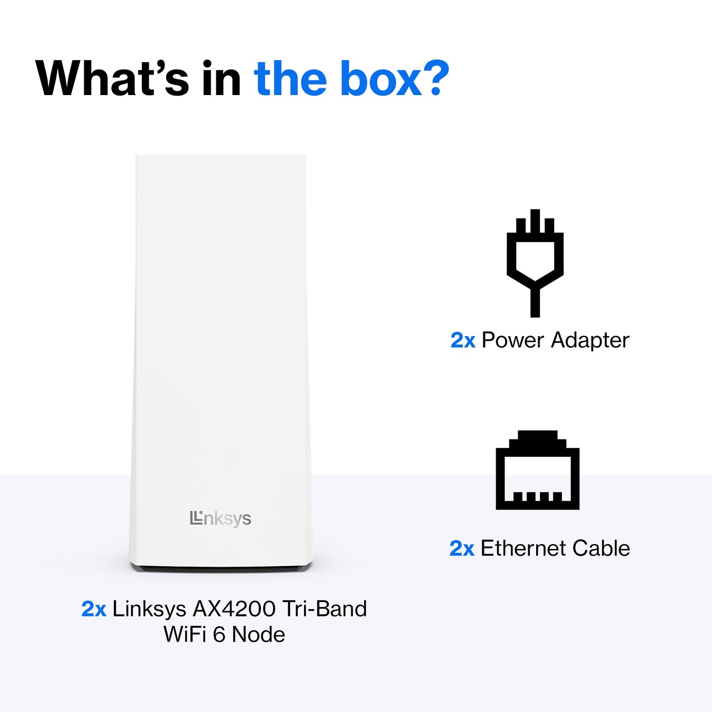 Linksys Velop Whole Home Intelligent Mesh WiFi 6 (AX4200) System, Tri-Band, 2-pack
