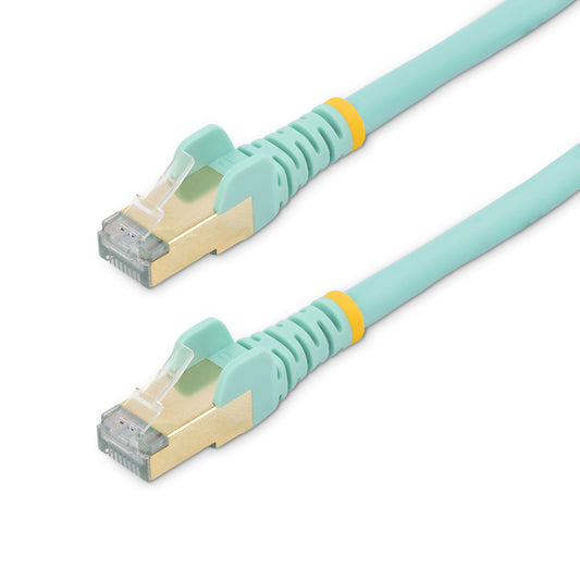 StarTech.com 0.50m CAT6a Ethernet Cable - 10 Gigabit Shielded Snagless RJ45 100W PoE Patch Cord - 10GbE STP Network Cable w/Strain Relief - Aqua Individually Tested/Wiring is UL Certified/TIA