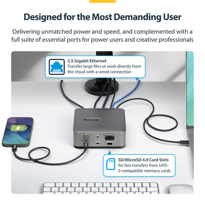 StarTech.com Thunderbolt 5 Universal Docking Station, Multi-Display Hub, 8K 60Hz or 4K 144Hz, 120Gbps Bandwidth Boost, 140W PD, 30W Phone Charging, USB 10Gbps, 2.5G LAN