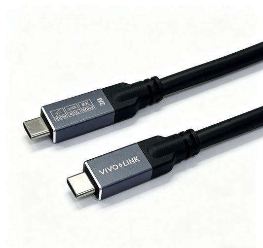 Vivolink USB-C to USB-C Cable 0.5m - USB4, 40Gbps, 100W PD, 8K, Enterprise-tested USB cable USB4 Gen 2x2 USB C 40 Gbit/s Black