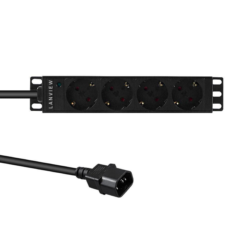 Lanview LVR-2MSCH-SCH-C13-4 power distribution unit (PDU) 4 AC outlet(s) 1U Black