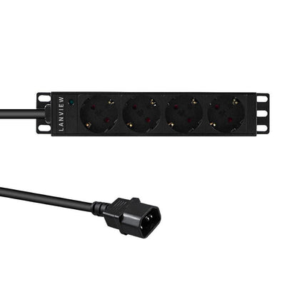 Lanview LVR-2MSCH-SCH-C13-4 power distribution unit (PDU) 4 AC outlet(s) 1U Black