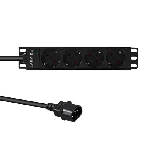 Lanview LVR-2MSCH-SCH-C13-4 power distribution unit (PDU) 4 AC outlet(s) 1U Black