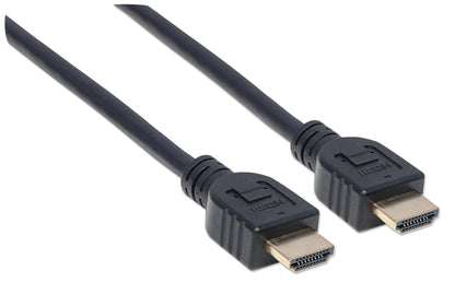 Manhattan HDMI Cable with Ethernet (CL3 rated, suitable for In-Wall use), 4K@60Hz (Premium High Speed), 2m, Male to Male, Black, Ultra HD 4k x 2k, In-Wall rated, Fully Shielded, Gold Plated Contacts, Lifetime Warranty, Polybag