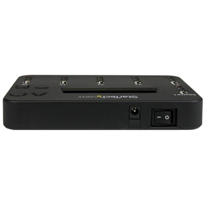 StarTech.com Standalone 1 to 5 USB Thumb Drive Duplicator and Eraser, Multiple USB Flash Drive Copier, System and File and Whole-Drive Copy at1.5 GB/min, Single and 3-Pass Erase, LCD Display - TAA