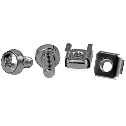 StarTech.com 50-Pack M6 12mm Screws, Square Hole Cage Nuts and Installation Tool, Hardware Mounting Kit for 19" or 10" Server Racks, Cabinets and Enclosures, Silver - TAA