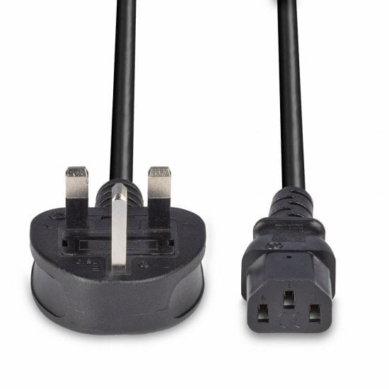 Lindy 10m UK 3 Pin Plug to IEC C13 Mains Power Cable, Black