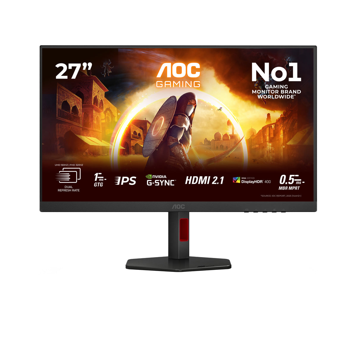 AOC G4 U27G4R monitor, 68.6 cm (27-inch), 3840 x 2160 pixels, 4K Ultra HD, LED, black and red