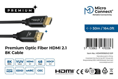 Microconnect HDM191950V2.1OP HDMI cable 50 m HDMI Type A (Standard) Black