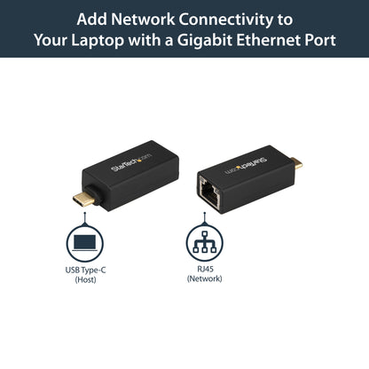 StarTech.com USB C to Gigabit Ethernet Adapter - 1Gbps NIC USB 3.0/USB 3.1 Type C Network Adapter - 1GbE USB-C to RJ45/LAN Port Thunderbolt 3 Compatible Windows MacBook Pro Chromebook
