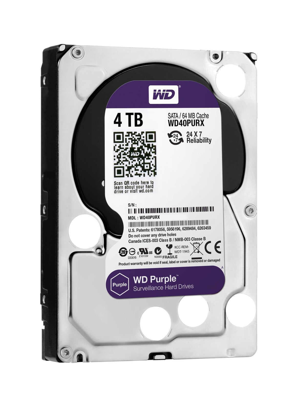 Western Digital Purple 4TB internal hard drive Variable 64 MB 3.5" Serial ATA III