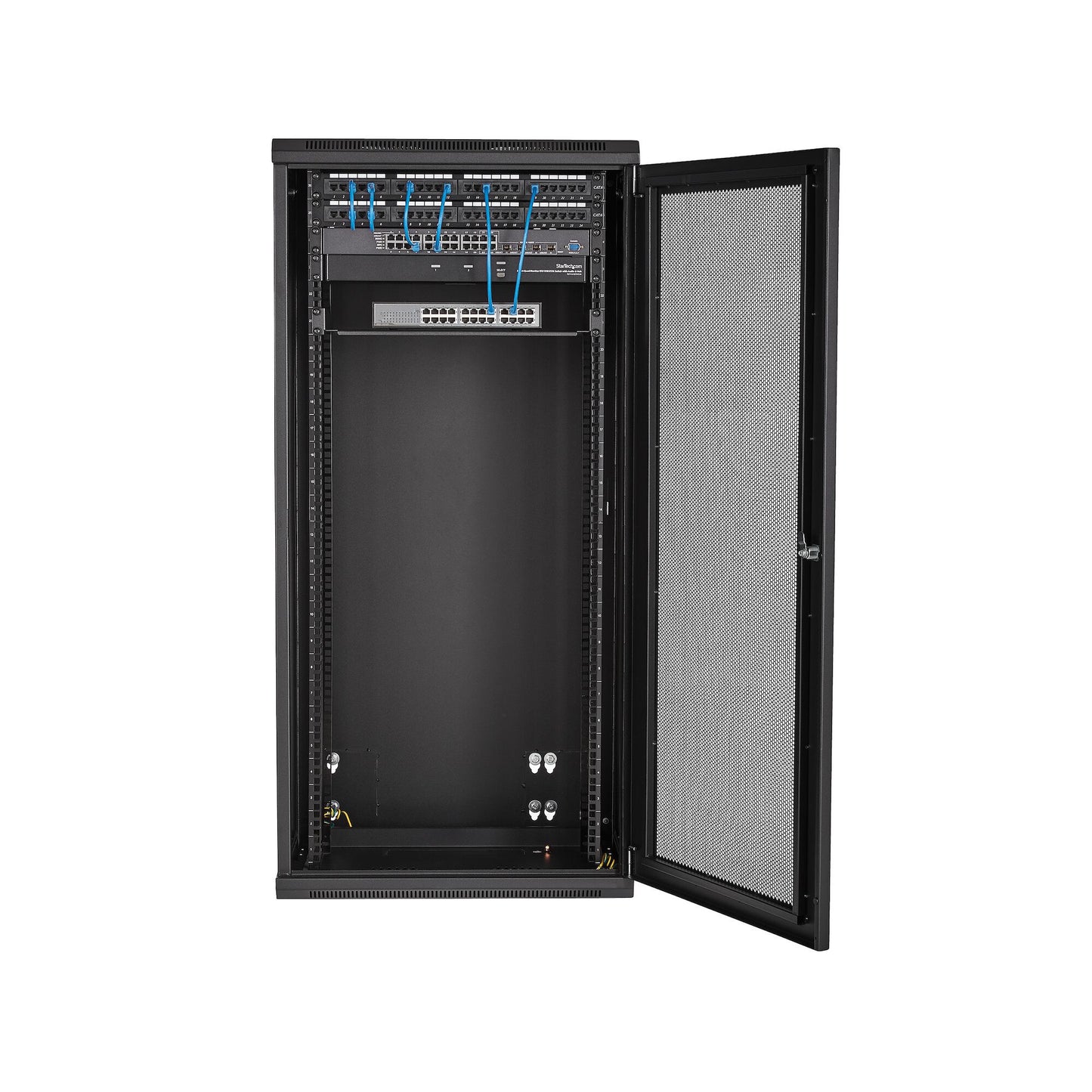 StarTech.com 4-Post 26U Wall Mount Network Cabinet with 1U Shelf, 19" Hinged Wall-Mounted Server Rack for Data / AV / Electronics / Computer Equipment, Flexible Vented Rack Enclosure
