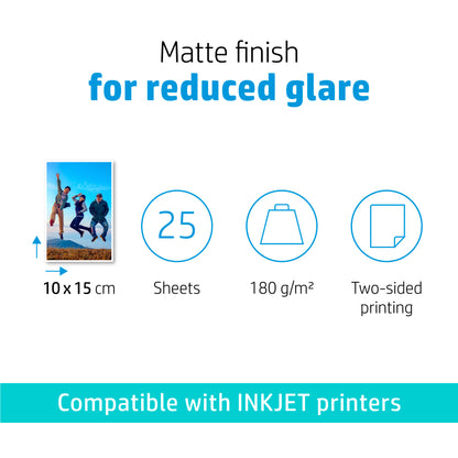 HP Matte Photo Paper 180 g/m2 10 x 15 cm (101 x 152 mm) 25 sheets