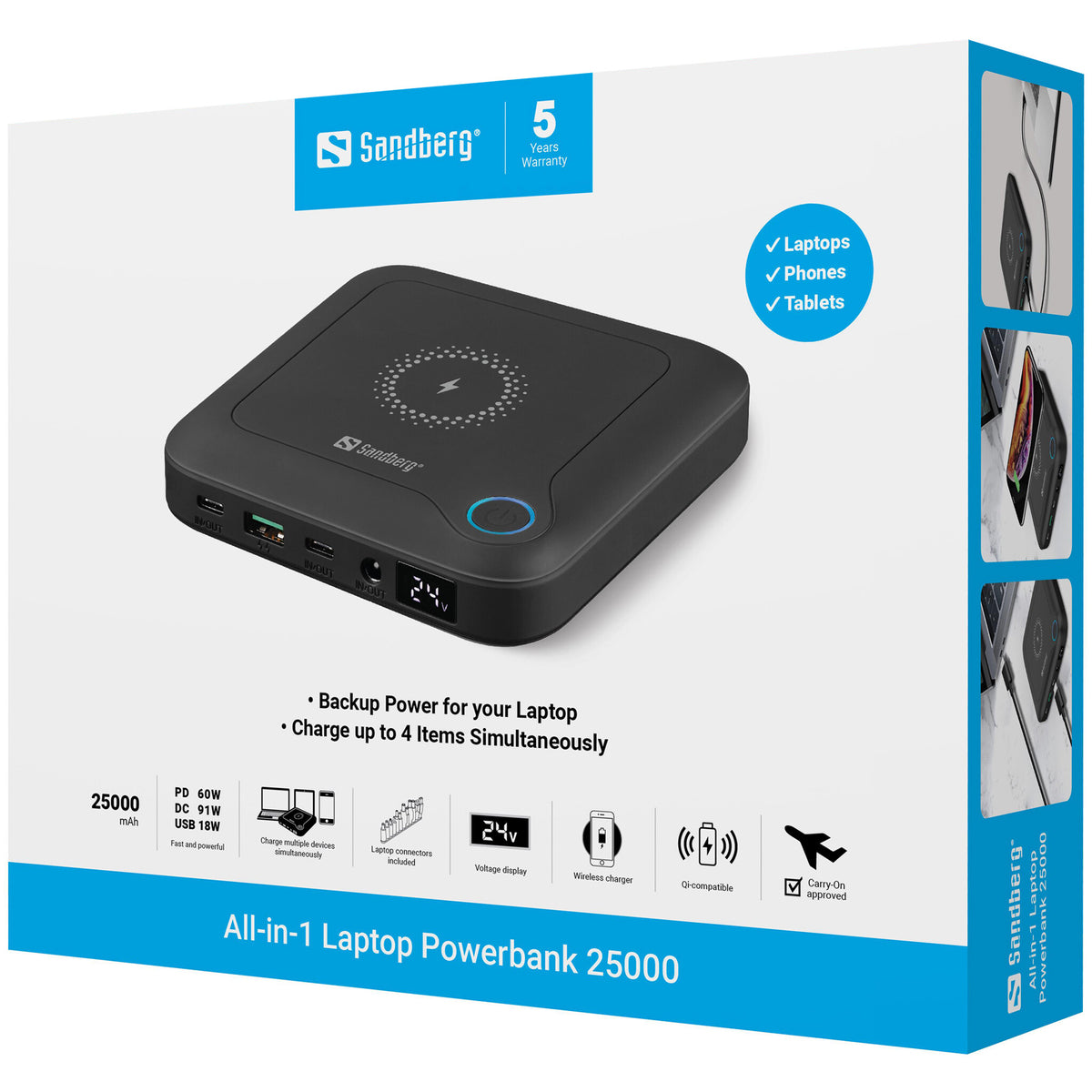 Sandberg All-in1 Laptop Powerbank 25000