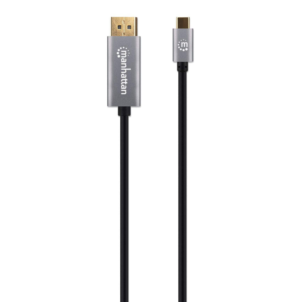 Manhattan USB-C to DisplayPort 1.4 Cable, 8K@60Hz, 2m, Not Bi-Directional, Black, Three Year Warranty, Comparable to CDP2DP146B ( 20cm longer)